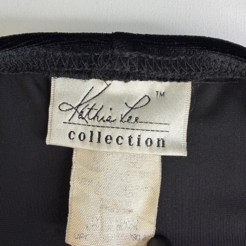 VTG Kathie Lee Women Velvet Maxi Skirt Long Black Large Dark Academia Whimsigoth - Picture 4 of 11